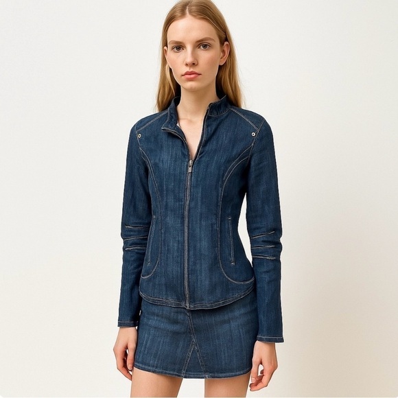 Frankie B Jackets & Blazers - Frankie B. Jeans Denim Jacket and skirt suit size 4 zip front jacket mini skirt